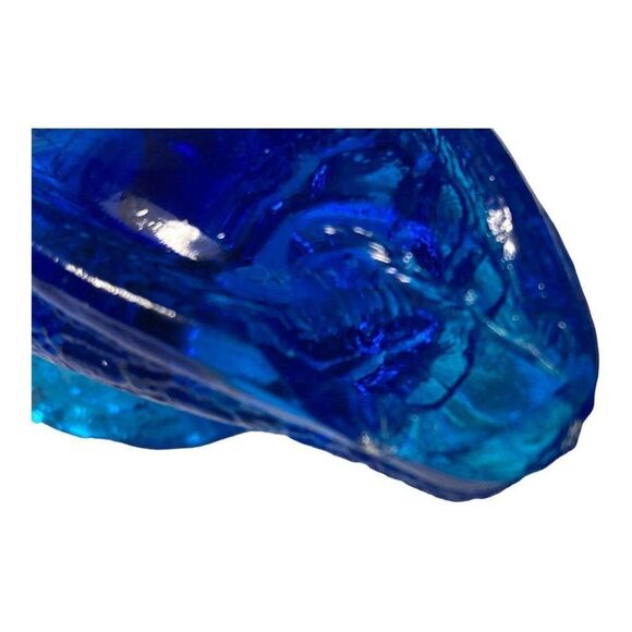 Vintage Blue Glass Shoe Slipper High Heel Cabbage Rose by Kanawha Glass Co. READ - Picture 9 of 10